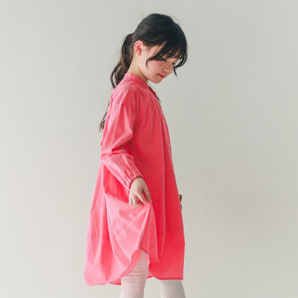 【25FW】バルーン ギャザーワンピース / サーモンピンク