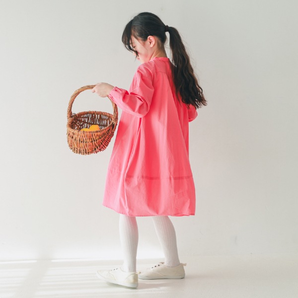 【25FW】バルーン ギャザーワンピース / サーモンピンク