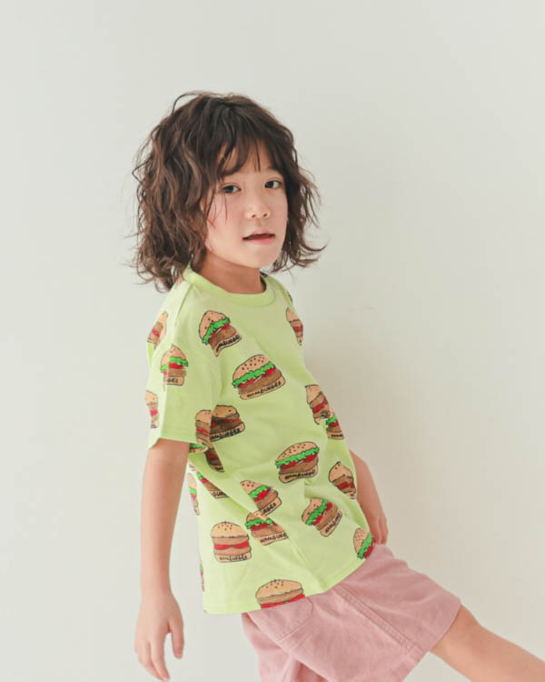 【ニコフラート】ハンバーガー Tシャツ / ライトグリーン