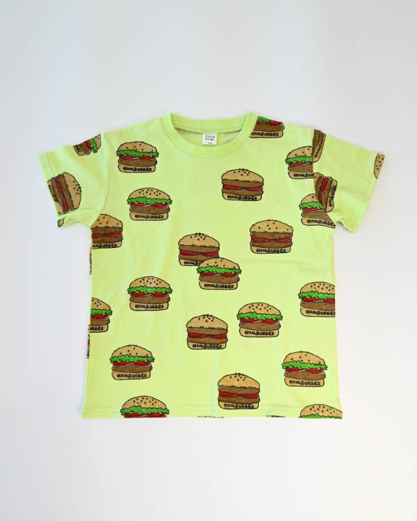 【ニコフラート】ハンバーガー Tシャツ / ライトグリーン