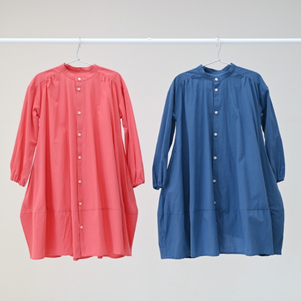 【25FW】バルーン ギャザーワンピース / ブルー