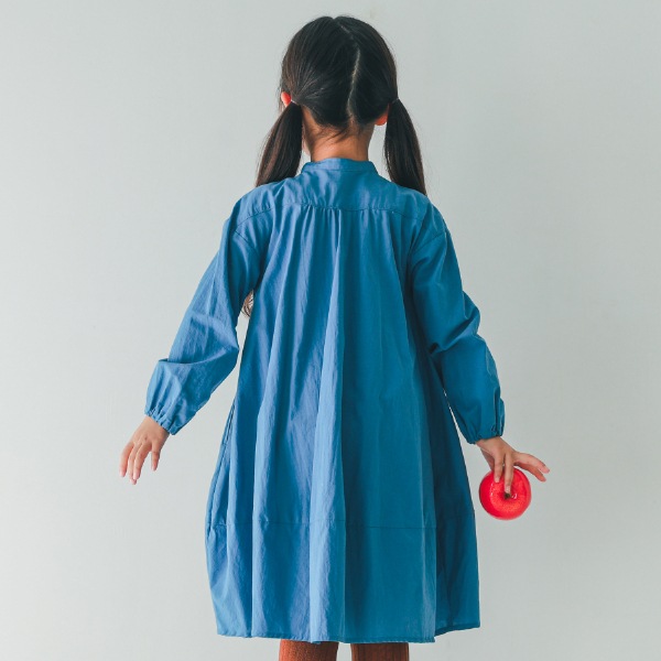 【25FW】バルーン ギャザーワンピース / ブルー