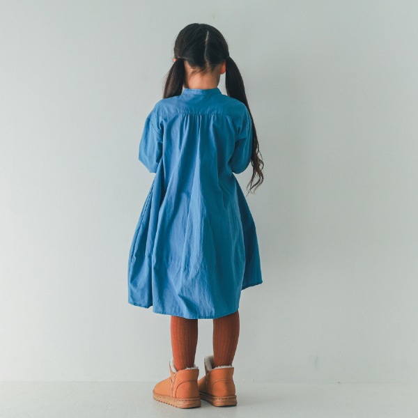 【25FW】バルーン ギャザーワンピース / ブルー