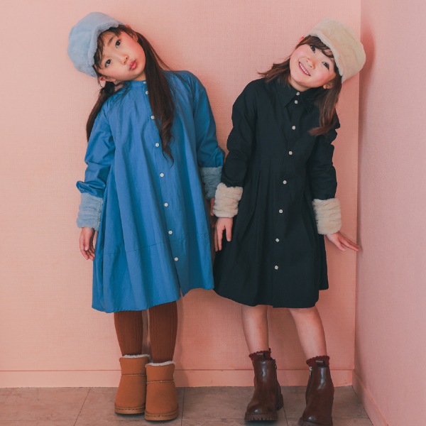 【25FW】バルーン ギャザーワンピース / ブルー