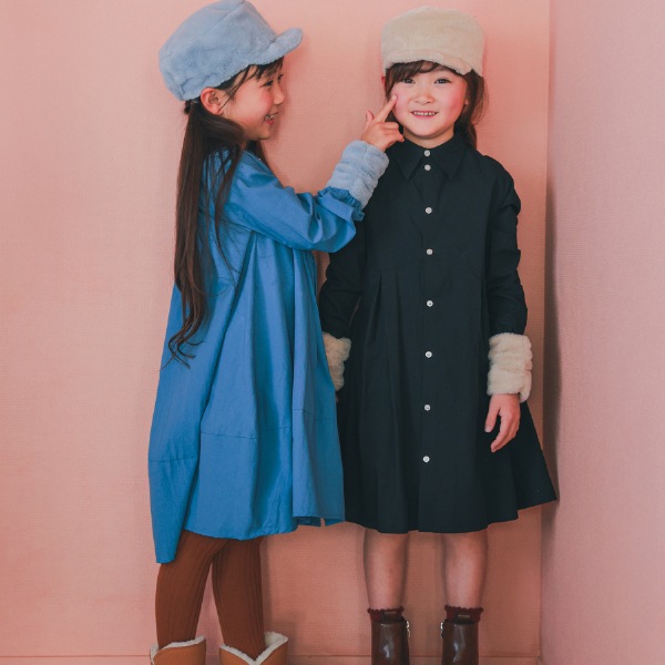 【25FW】バルーン ギャザーワンピース / ブルー