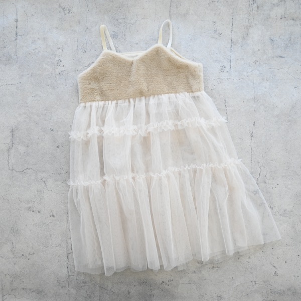 【25FW】ファー チュールワンピース / アイボリー