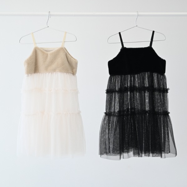 【25FW】ファー チュールワンピース / アイボリー