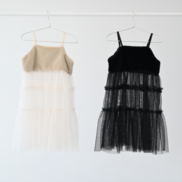 【25FW】ファー チュールワンピース / アイボリー