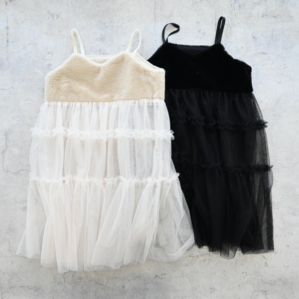 【25FW】ファー チュールワンピース / アイボリー