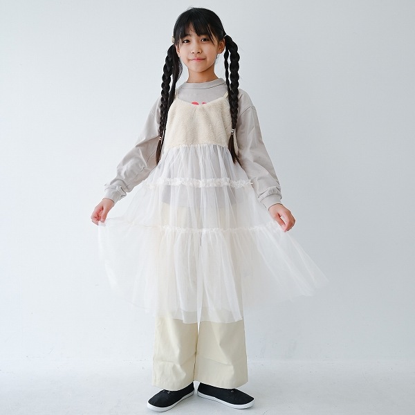 【25FW】ファー チュールワンピース / アイボリー