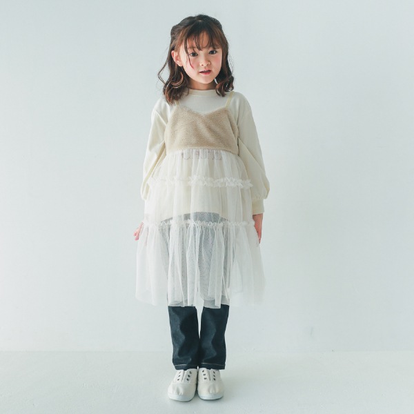 【25FW】ファー チュールワンピース / アイボリー