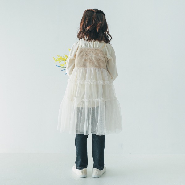 【25FW】ファー チュールワンピース / アイボリー