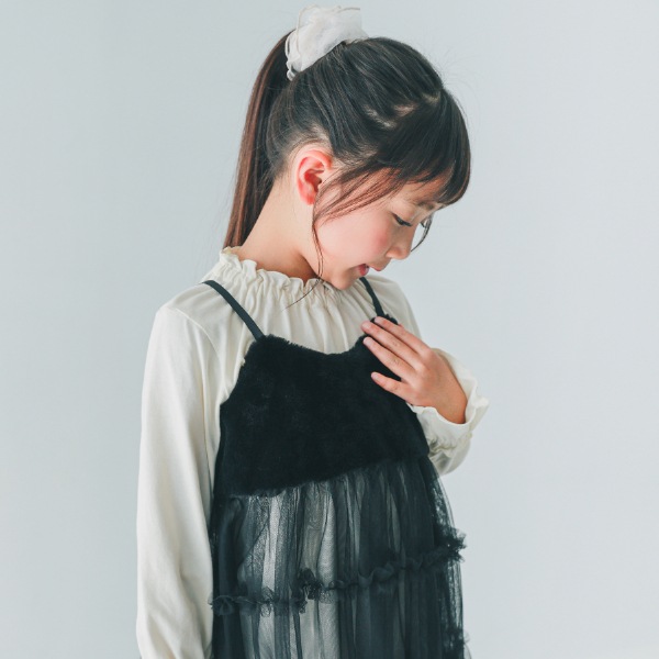 【25FW】ファー チュールワンピース / ブラック