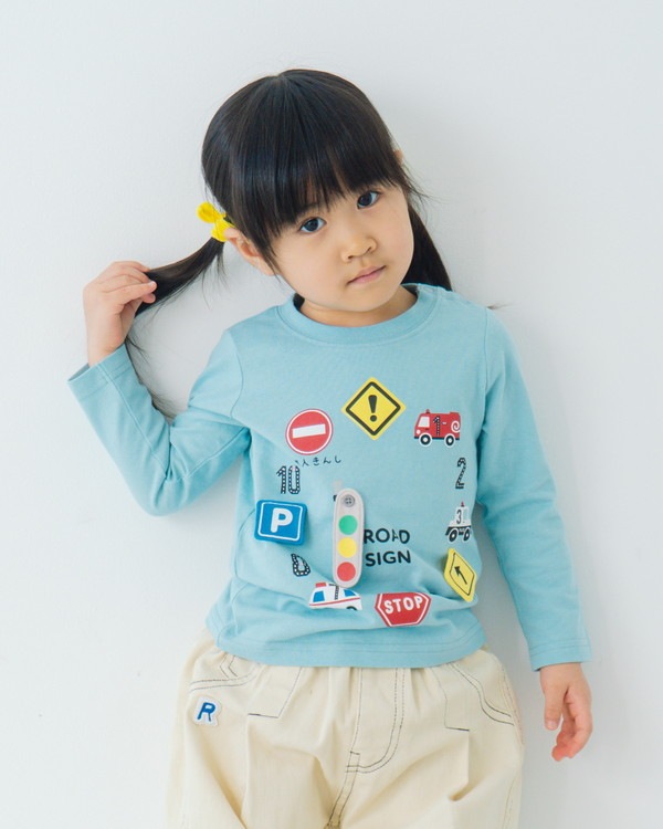 【チークルーム】信号機時計 ロングTシャツ / ブルー