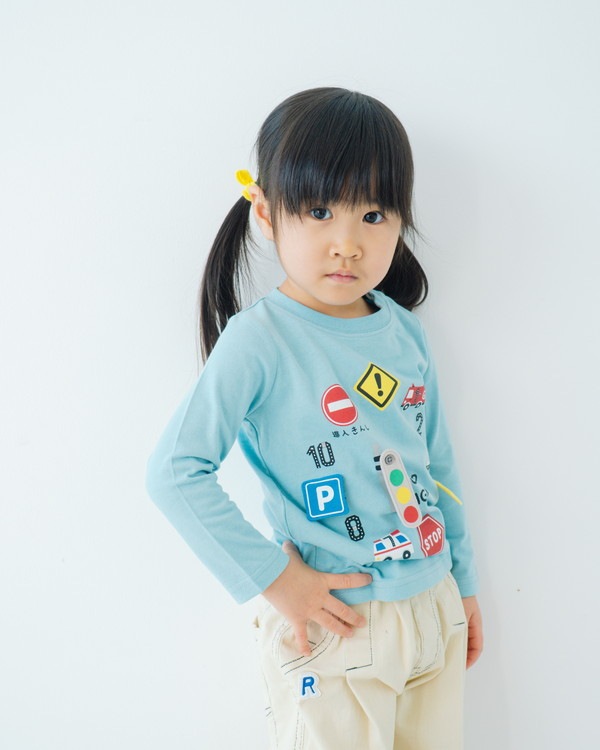 【チークルーム】信号機時計 ロングTシャツ / ブルー