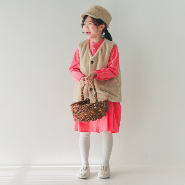 【25FW】ファー ポケット付きベスト / アイボリー