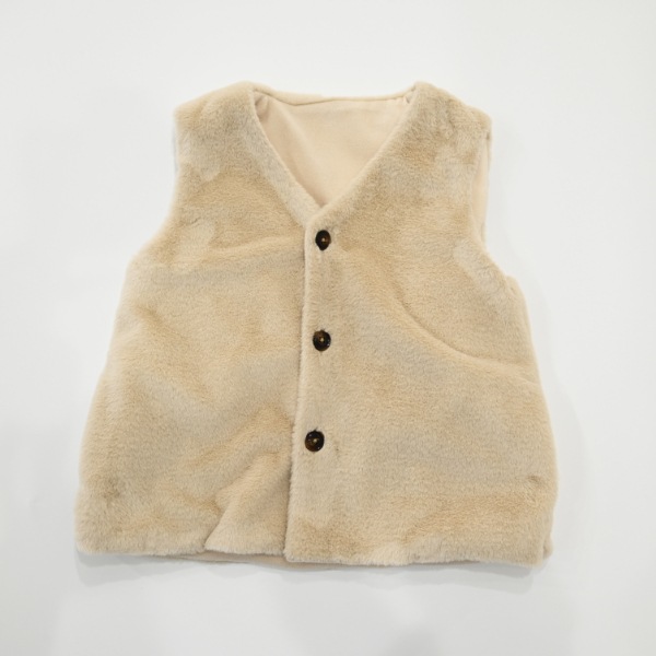 【25FW】ファー ポケット付きベスト / アイボリー