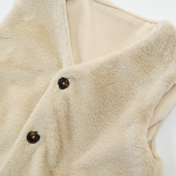 【25FW】ファー ポケット付きベスト / アイボリー