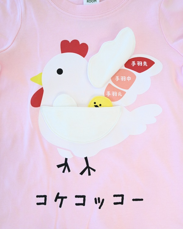 【チークルーム】コケコッコー Tシャツ / ピンク