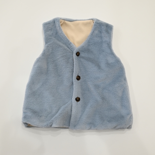 【25FW】ファー ポケット付きベスト / サックス