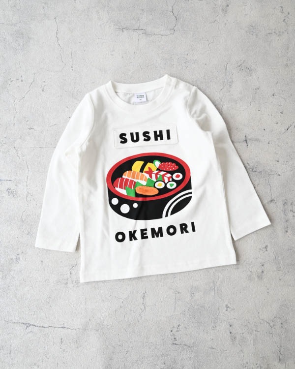 【チークルーム】桶のお寿司ロングＴシャツ / オフホワイト