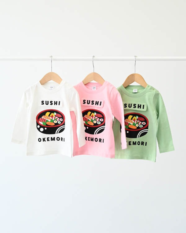 【チークルーム】桶のお寿司ロングＴシャツ / オフホワイト