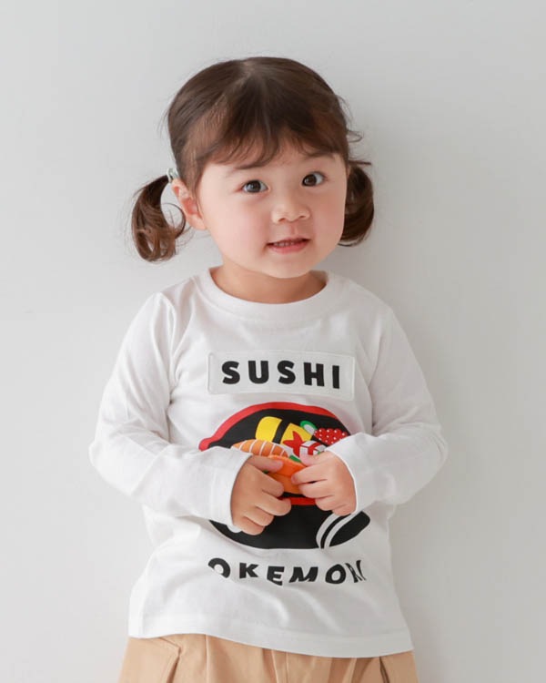 【チークルーム】桶のお寿司ロングＴシャツ / オフホワイト