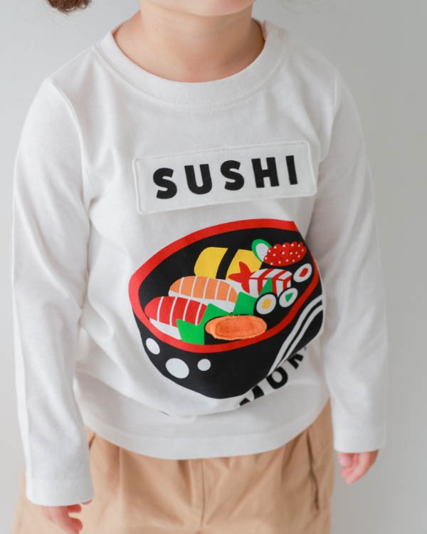 【チークルーム】桶のお寿司ロングＴシャツ / オフホワイト
