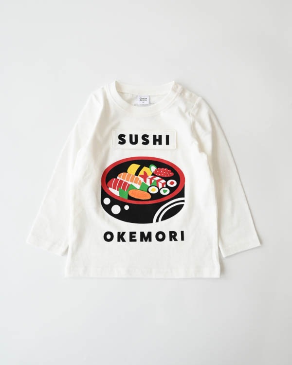 【チークルーム】桶のお寿司ロングＴシャツ / オフホワイト