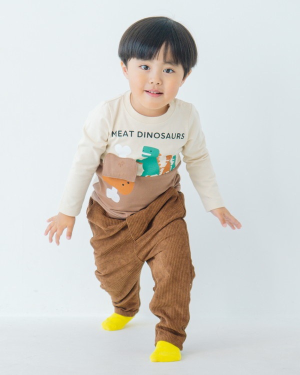 【チークルーム】恐竜お肉 ロングTシャツ / アイボリー