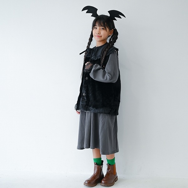 【25FW】ファー ポケット付きベスト / ブラック