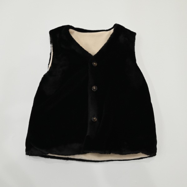 【25FW】ファー ポケット付きベスト / ブラック