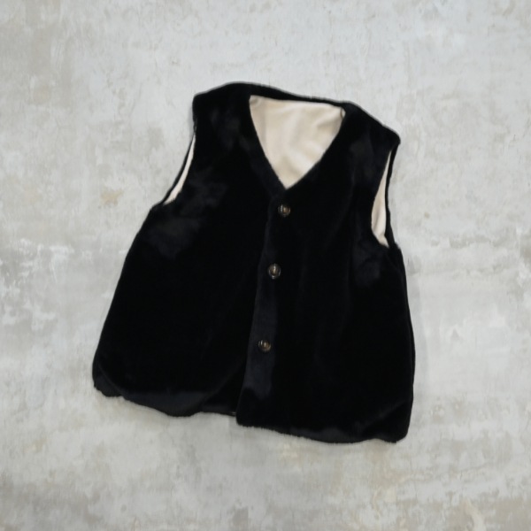 【25FW】ファー ポケット付きベスト / ブラック