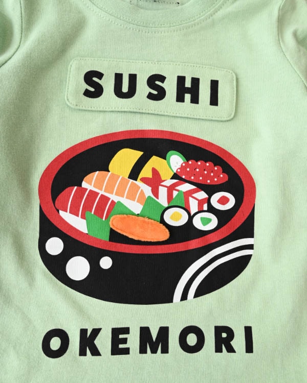 【チークルーム】桶のお寿司ロングＴシャツ / グリーン