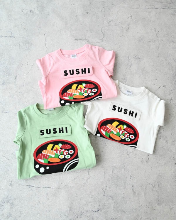 【チークルーム】桶のお寿司ロングＴシャツ / グリーン