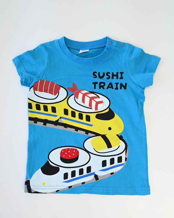 【チークルーム】新幹線お寿司 Tシャツ / ブルー