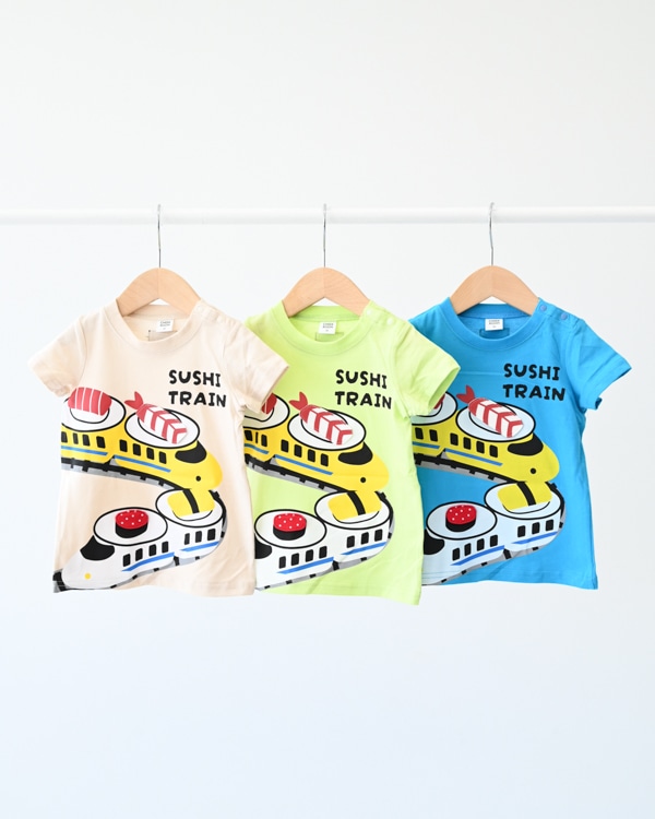 【チークルーム】新幹線お寿司 Tシャツ / ブルー