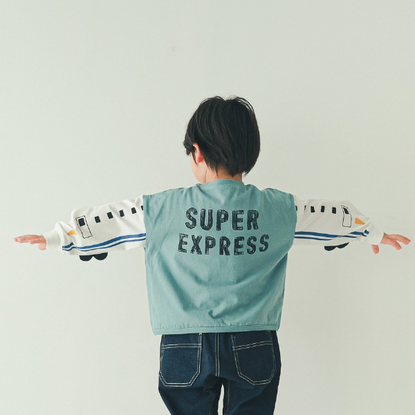 【25FW】新幹線袖 ロングＴシャツ / ブルー