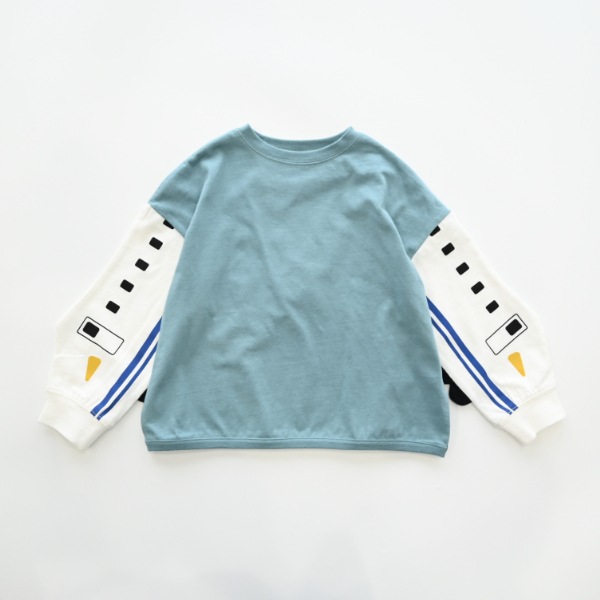 【25FW】新幹線袖 ロングＴシャツ / ブルー