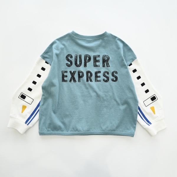 【25FW】新幹線袖 ロングＴシャツ / ブルー