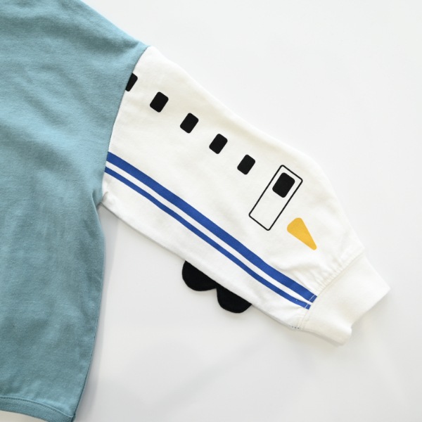 【25FW】新幹線袖 ロングＴシャツ / ブルー