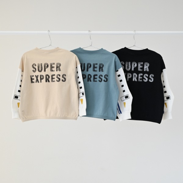 【25FW】新幹線袖 ロングＴシャツ / ブルー