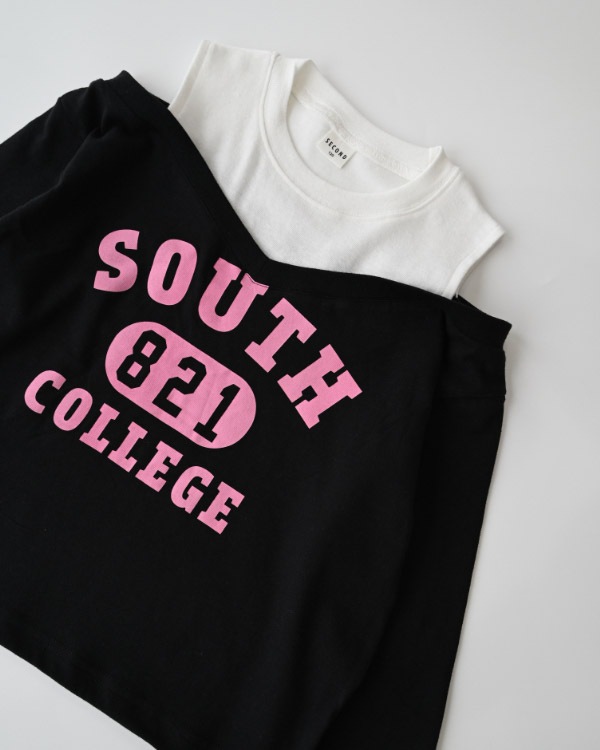 【26PS】肩あきレイヤード風ロングＴシャツ / ブラック