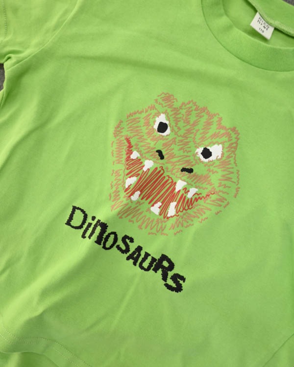 【26SS】恐竜トゲトゲ Tシャツ / グリーン