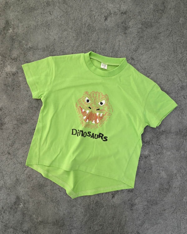 【26SS】恐竜トゲトゲ Tシャツ / グリーン
