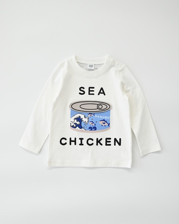 【チークルーム】ツナ缶 ロングTシャツ / オフホワイト 