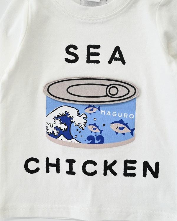 【チークルーム】ツナ缶 ロングTシャツ / オフホワイト 