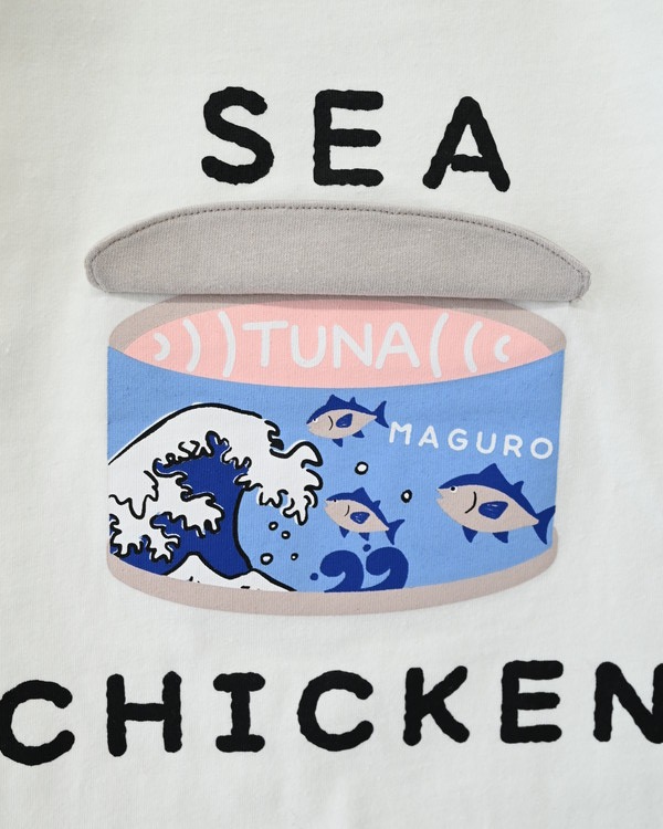 【チークルーム】ツナ缶 ロングTシャツ / オフホワイト 