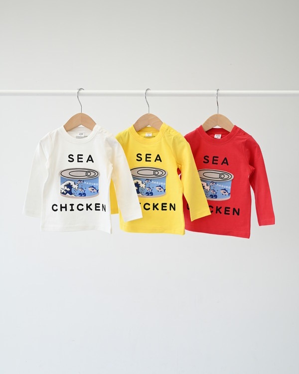 【チークルーム】ツナ缶 ロングTシャツ / オフホワイト 