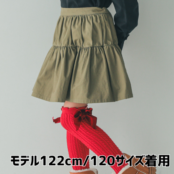 【25FW】シャーリング スカート / カーキ